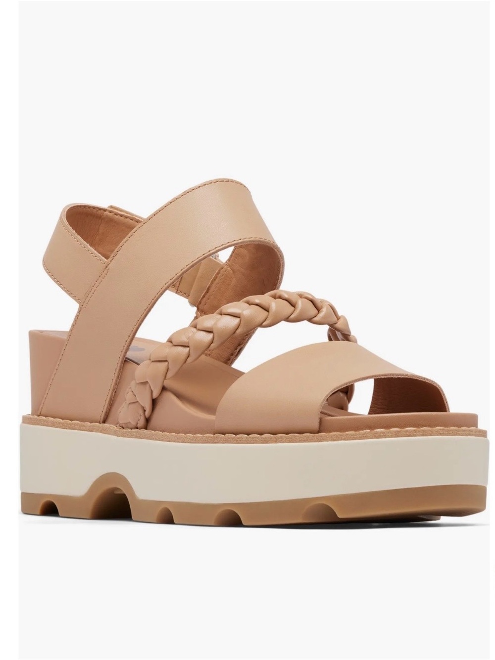 New Sorel Joanie IV Slingback Nude Open Toe Platform Wedge Sandal Size 10